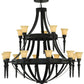 Meyda Lighting Pontoise 60" 15-Light 2-Tier Blackwash Chandelier With Beige Scavo Shade Glass