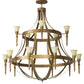 Meyda Lighting Pontoise 72" 15-Light 2-Tier Autumn Leaf Chandelier With Beige Scavo Shade Glass