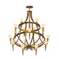 Meyda Lighting Pontoise 72" 15-Light 2-Tier Autumn Leaf Chandelier With Beige Scavo Shade Glass