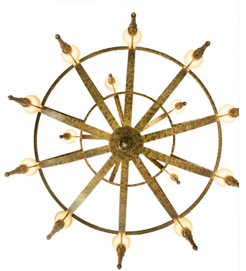 Meyda Lighting Pontoise 72" 15-Light 2-Tier Autumn Leaf Chandelier With Beige Scavo Shade Glass