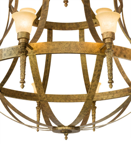 Meyda Lighting Pontoise 72" 15-Light 2-Tier Autumn Leaf Chandelier With Beige Scavo Shade Glass
