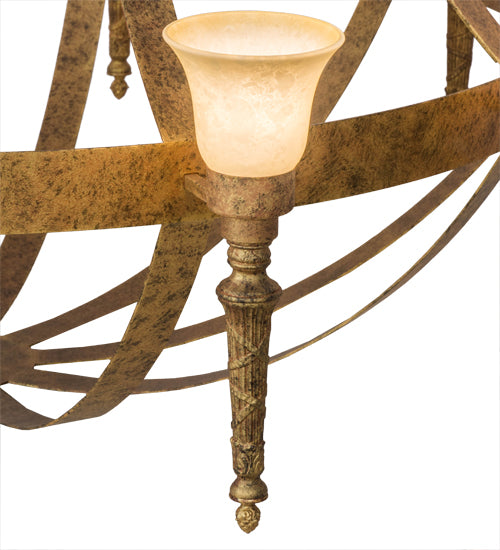 Meyda Lighting Pontoise 72" 15-Light 2-Tier Autumn Leaf Chandelier With Beige Scavo Shade Glass