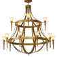Meyda Lighting Pontoise 72" 15-Light 2-Tier Autumn Leaf Chandelier With Beige Scavo Shade Glass