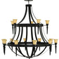 Meyda Lighting Pontoise 72" 15-Light 2-Tier Blackwash Chandelier With Beige Scavo Shade Glass