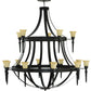 Meyda Lighting Pontoise 72" 15-Light 2-Tier Blackwash Chandelier With Beige Scavo Shade Glass