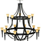 Meyda Lighting Pontoise 72" 15-Light 2-Tier Blackwash Chandelier With Beige Scavo Shade Glass