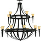 Meyda Lighting Pontoise 72" 15-Light 2-Tier Blackwash Chandelier With Beige Scavo Shade Glass