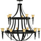 Meyda Lighting Pontoise 72" 15-Light 2-Tier Blackwash Chandelier With Beige Scavo Shade Glass