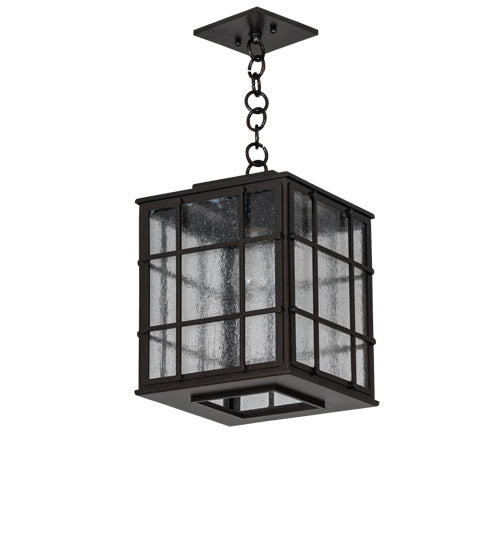 Meyda Lighting Pontrefract 14" Oil Rubbed Bronze Lantern Mini Pendant Light With Clear Seeded Shade Glass