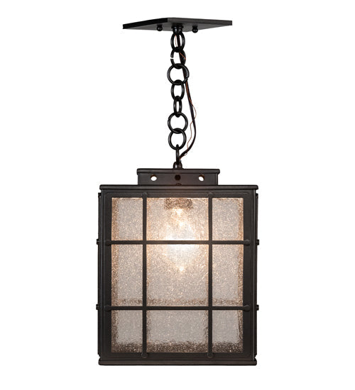 Meyda Lighting Pontrefract 14" Oil Rubbed Bronze Lantern Mini Pendant Light With Clear Seeded Shade Glass