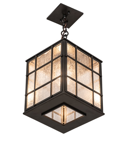 Meyda Lighting Pontrefract 14" Oil Rubbed Bronze Lantern Mini Pendant Light With Clear Seeded Shade Glass