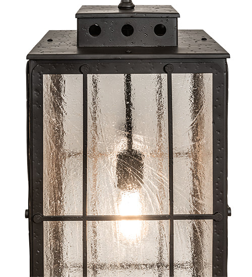 Meyda Lighting Pontrefract 17" Hammered Oil Rubbed Bronze Lantern Pendant Light With Clear Seeded Shade Glass