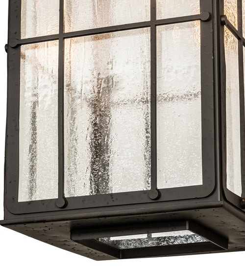 Meyda Lighting Pontrefract 17" Hammered Oil Rubbed Bronze Lantern Pendant Light With Clear Seeded Shade Glass