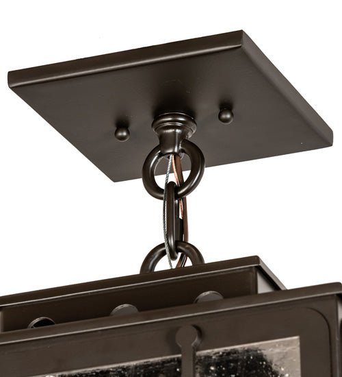 Meyda Lighting Pontrefract 17" Oil Rubbed Bronze Lantern Pendant Light With Clear Seeded Shade Glass