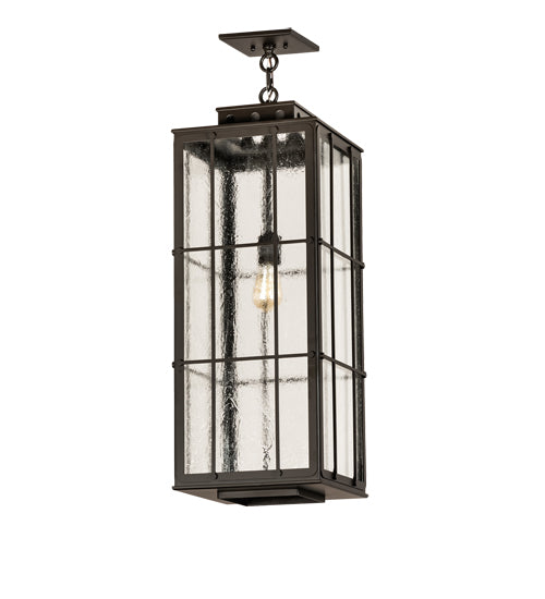 Meyda Lighting Pontrefract 17" Oil Rubbed Bronze Lantern Pendant Light With Clear Seeded Shade Glass