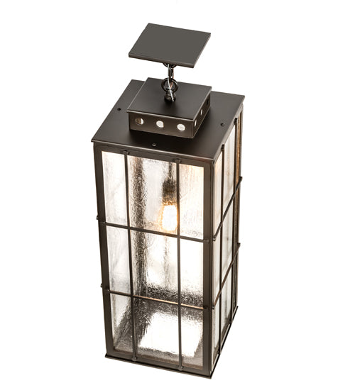 Meyda Lighting Pontrefract 17" Oil Rubbed Bronze Lantern Pendant Light With Clear Seeded Shade Glass