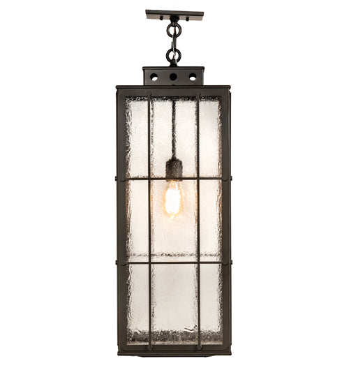 Meyda Lighting Pontrefract 17" Oil Rubbed Bronze Lantern Pendant Light With Clear Seeded Shade Glass