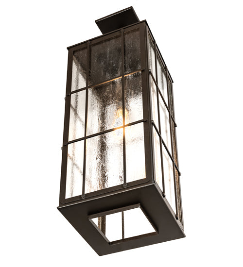 Meyda Lighting Pontrefract 17" Oil Rubbed Bronze Lantern Pendant Light With Clear Seeded Shade Glass