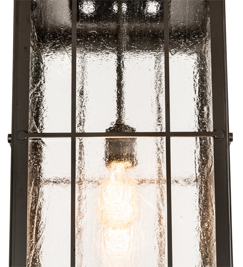 Meyda Lighting Pontrefract 17" Oil Rubbed Bronze Lantern Pendant Light With Clear Seeded Shade Glass