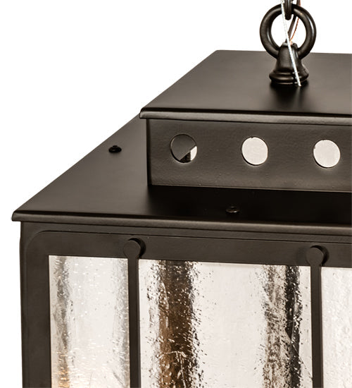 Meyda Lighting Pontrefract 17" Oil Rubbed Bronze Lantern Pendant Light With Clear Seeded Shade Glass