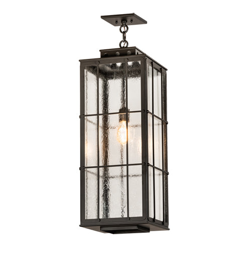 Meyda Lighting Pontrefract 17" Oil Rubbed Bronze Lantern Pendant Light With Clear Seeded Shade Glass
