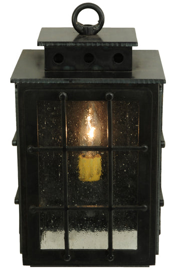 Meyda Lighting Pontrefract 6" Oil Rubbed Bronze Lantern Wall Sconce With Clear Seeded Shade Glass