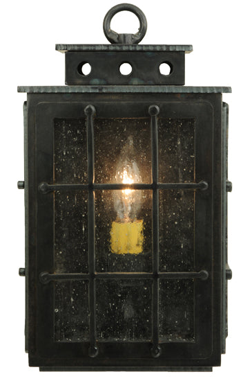 Meyda Lighting Pontrefract 6" Oil Rubbed Bronze Lantern Wall Sconce With Clear Seeded Shade Glass