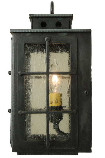 Meyda Lighting Pontrefract 6" Oil Rubbed Bronze Lantern Wall Sconce With Clear Seeded Shade Glass