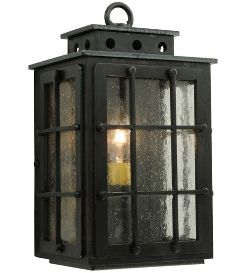 Meyda Lighting Pontrefract 6" Oil Rubbed Bronze Lantern Wall Sconce With Clear Seeded Shade Glass