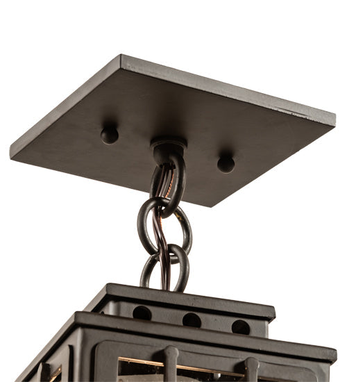 Meyda Lighting Pontrefract 8" Oil Rubbed Bronze Lantern Pendant Light With Clear Seeded Shade Glass