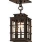 Meyda Lighting Pontrefract 8" Oil Rubbed Bronze Lantern Pendant Light With Clear Seeded Shade Glass