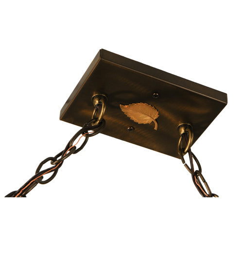 Meyda Lighting Pool Hall 60" 9-Light Antique Copper Island Pendant Light With Silver Mica Shade Glass