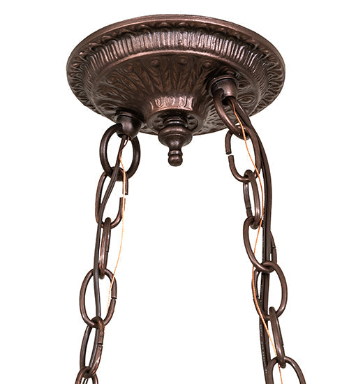 Meyda Lighting Pool Shark 32" 6-Light Mahogany Bronze Island Pendant Light With Multi-Colored Shade Glass