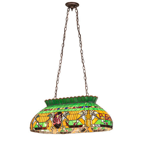 Meyda Lighting Pool Shark 32" 6-Light Mahogany Bronze Island Pendant Light With Multi-Colored Shade Glass