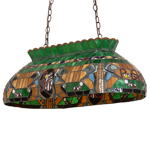 Meyda Lighting Pool Shark 32" 6-Light Mahogany Bronze Island Pendant Light With Multi-Colored Shade Glass