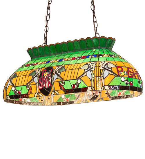 Meyda Lighting Pool Shark 32" 6-Light Mahogany Bronze Island Pendant Light With Multi-Colored Shade Glass