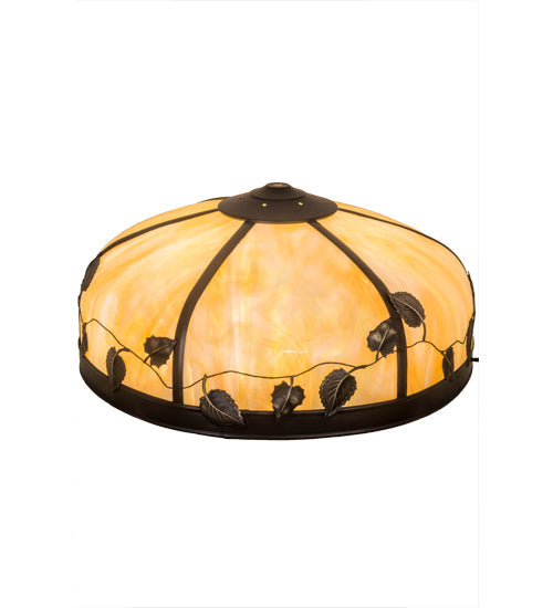 Meyda Lighting Poplar Leaf 18" Craftsman Brown Frame With Beige Iridescent Shade Glass
