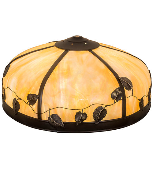 Meyda Lighting Poplar Leaf 18" Craftsman Brown Frame With Beige Iridescent Shade Glass