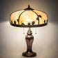 Meyda Lighting Poplar Leaf 24" 2-Light Mahogany Bronze Table Lamp With Beige Iridescent Shade Glass