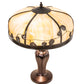 Meyda Lighting Poplar Leaf 24" 2-Light Mahogany Bronze Table Lamp With Beige Iridescent Shade Glass