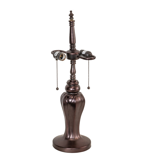 Meyda Lighting Poplar Leaf 24" 2-Light Mahogany Bronze Table Lamp With Beige Iridescent Shade Glass