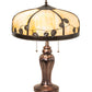 Meyda Lighting Poplar Leaf 24" 2-Light Mahogany Bronze Table Lamp With Beige Iridescent Shade Glass