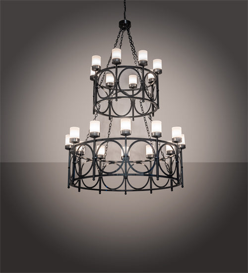 Meyda Lighting Porta 54" 20-Light 2-Tier Charcoal Gray Chandelier With White Statuario Idalight Shade