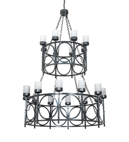 Meyda Lighting Porta 54" 20-Light 2-Tier Charcoal Gray Chandelier With White Statuario Idalight Shade