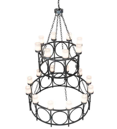 Meyda Lighting Porta 54" 20-Light 2-Tier Charcoal Gray Chandelier With White Statuario Idalight Shade