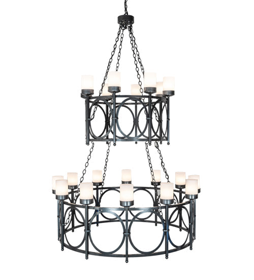 Meyda Lighting Porta 54" 20-Light 2-Tier Charcoal Gray Chandelier With White Statuario Idalight Shade
