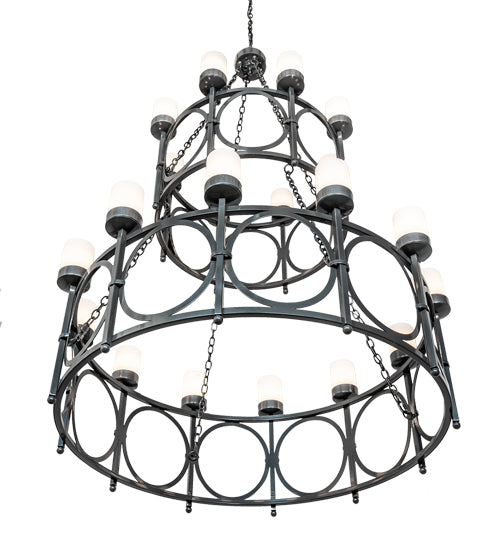 Meyda Lighting Porta 54" 20-Light 2-Tier Charcoal Gray Chandelier With White Statuario Idalight Shade