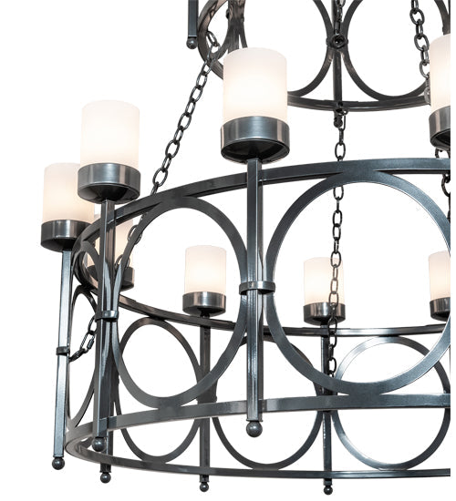 Meyda Lighting Porta 54" 20-Light 2-Tier Charcoal Gray Chandelier With White Statuario Idalight Shade