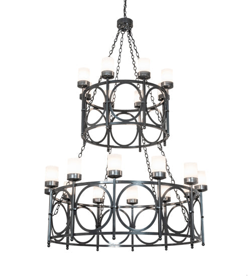 Meyda Lighting Porta 54" 20-Light 2-Tier Charcoal Gray Chandelier With White Statuario Idalight Shade