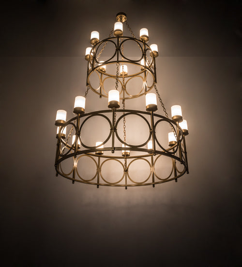 Meyda Lighting Porta 60" 20-Light Gold Metallic Chandelier With White Statuario Idalight Shade Glass